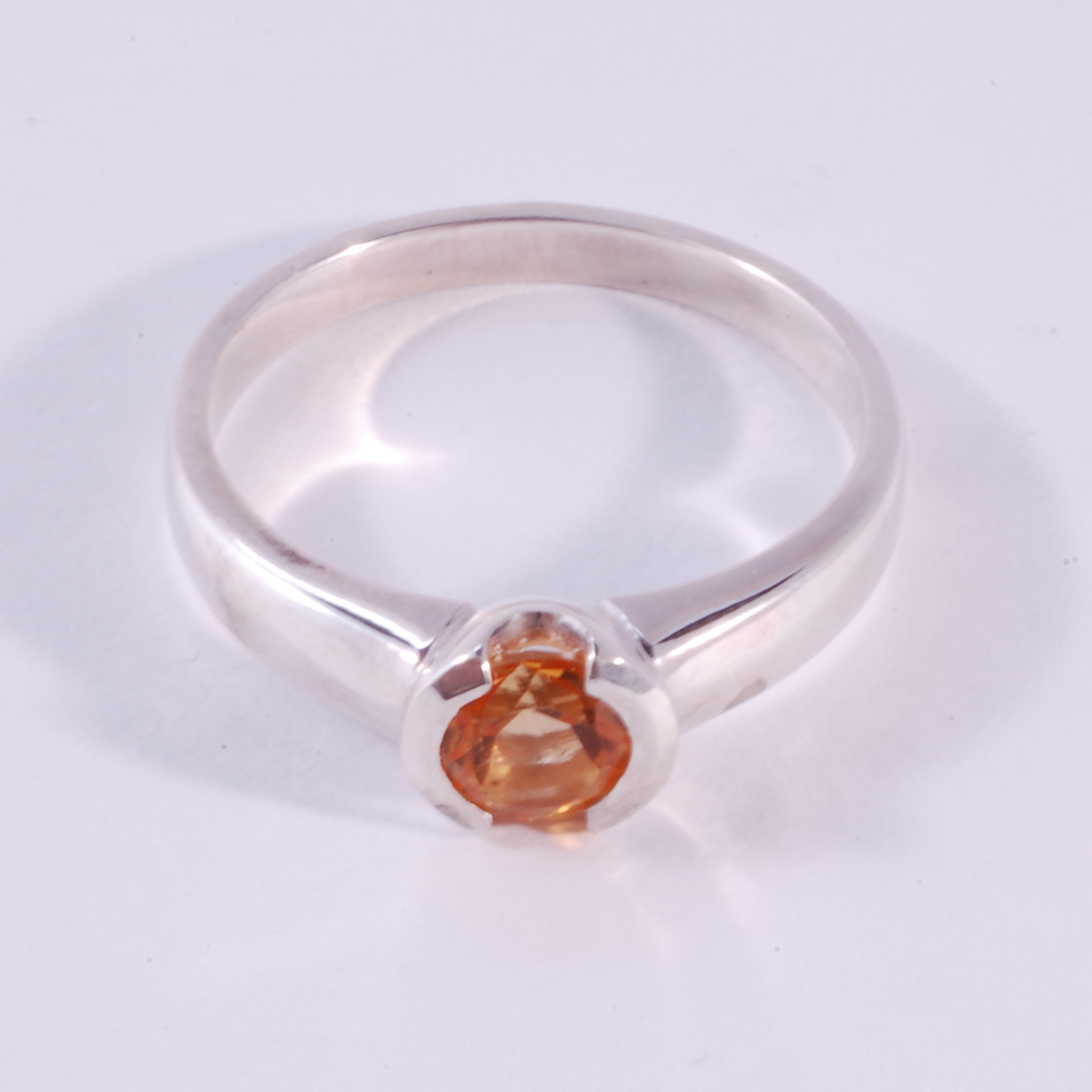 Silver Half Set Citrine Ring